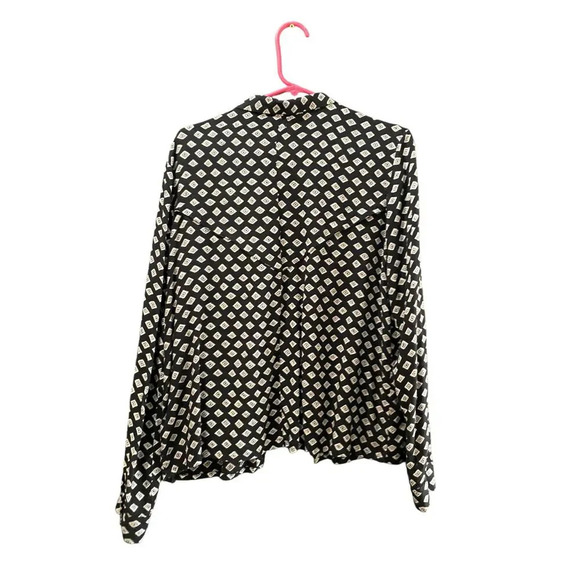 Volcom Black Geometric Pattern Long Sleeves Button Front Shirt Size Medium - Picture 3 of 4
